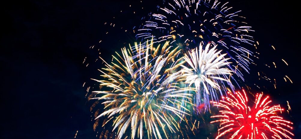 Red, white, and blue fireworks for the 4th of July in Atlanta