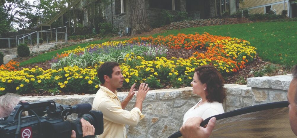 Barb Shadomy, owner of Stonehurst Place, being filmed for HGTV's Ground Breakers