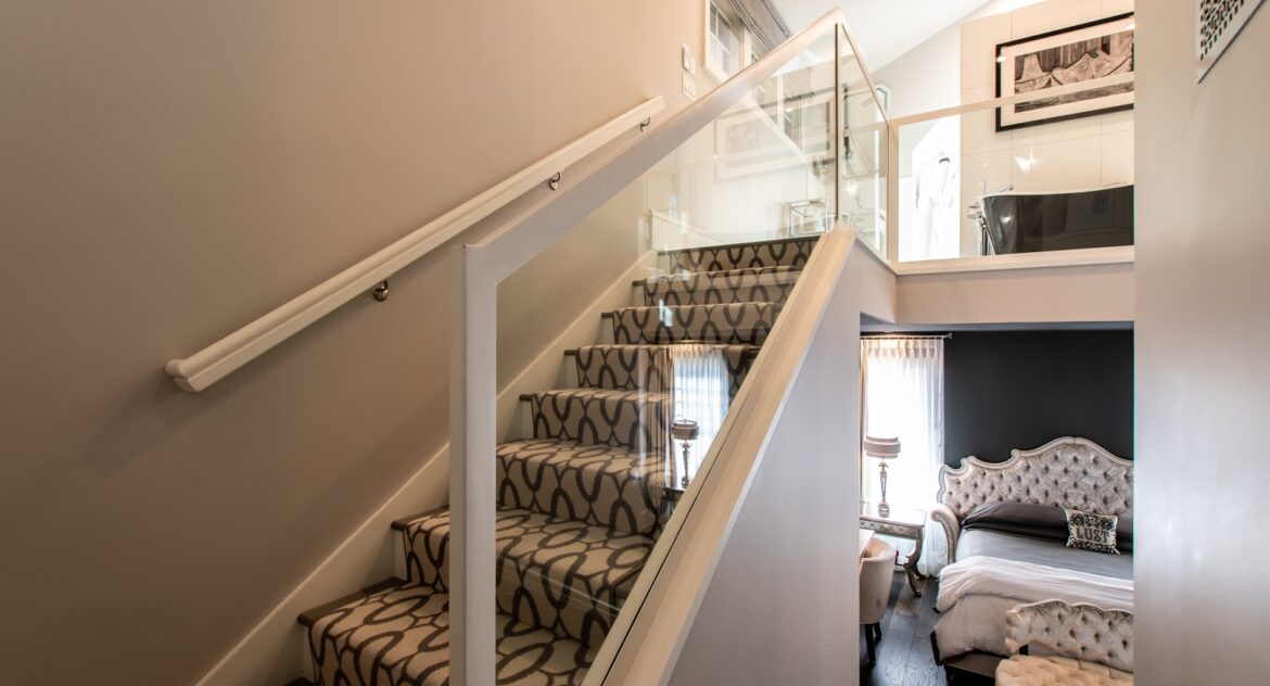 Fowler Suite stairs leading up to the bathroom