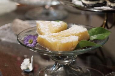 Glass trey with assortment of desserts in Stonehurst Place