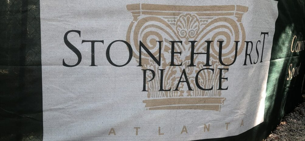 Sign for the Carriage House construction at Stonehurst Place