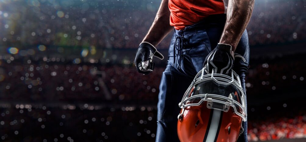 Football player in a stadium
