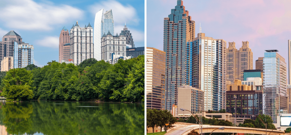 Skyline views of Midtown Atlanta vs Downtown Atlanta