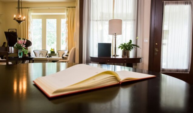 The guest book at Stonehurst Place