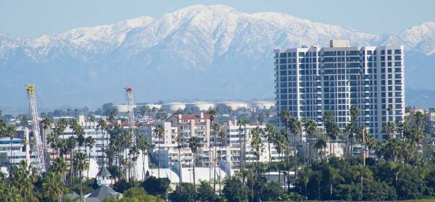 The skyline view of Long Beach, California